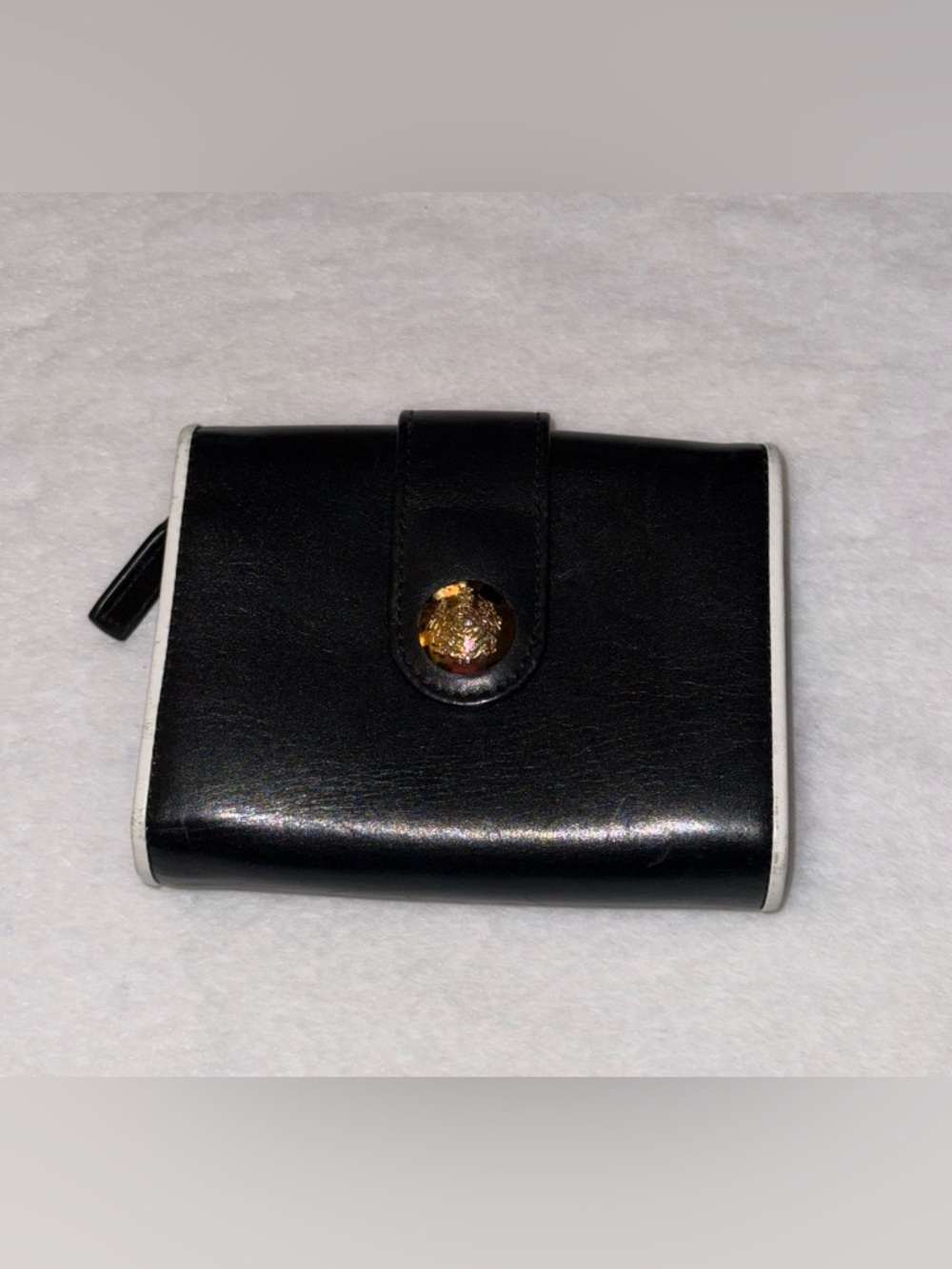 Vintage Lauren Ralph Lauren Black & White Saffiano Leather Bi-Fold Wallet